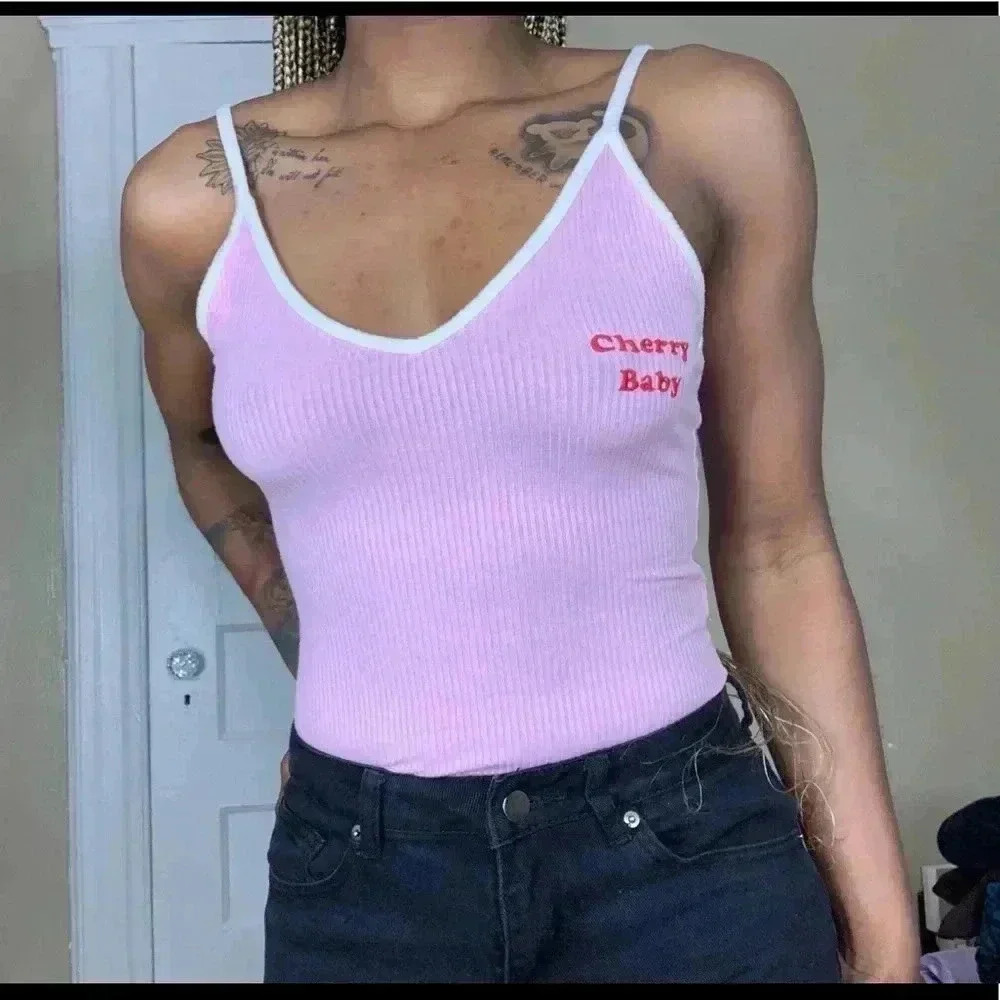 Pink Spaghetti strap body suit